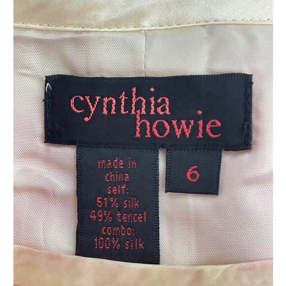 CYNTHIA HOWIE Vintage Silk Pink and Creme Floral Dress Size 6 NWT - Picture 6 of 9